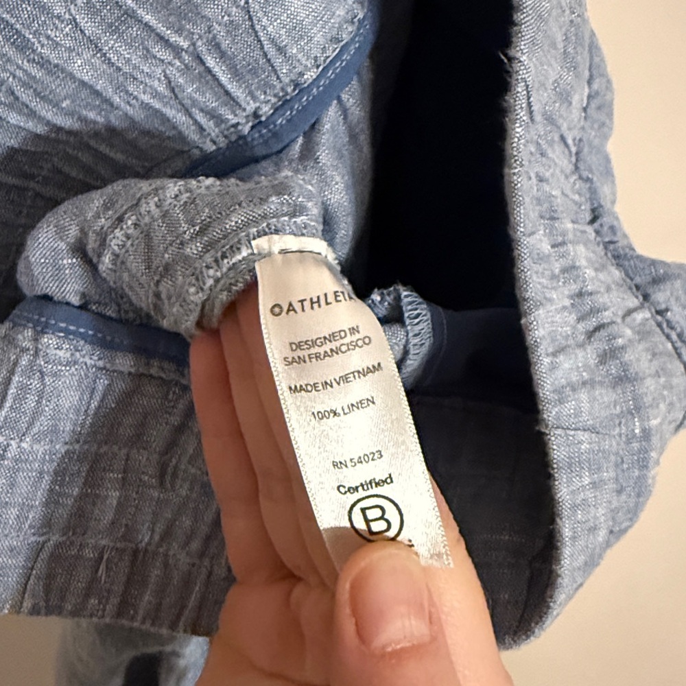 Athleta Chambray Light Blue Wide-Leg Drawstring Pants - Picture 9 of 12